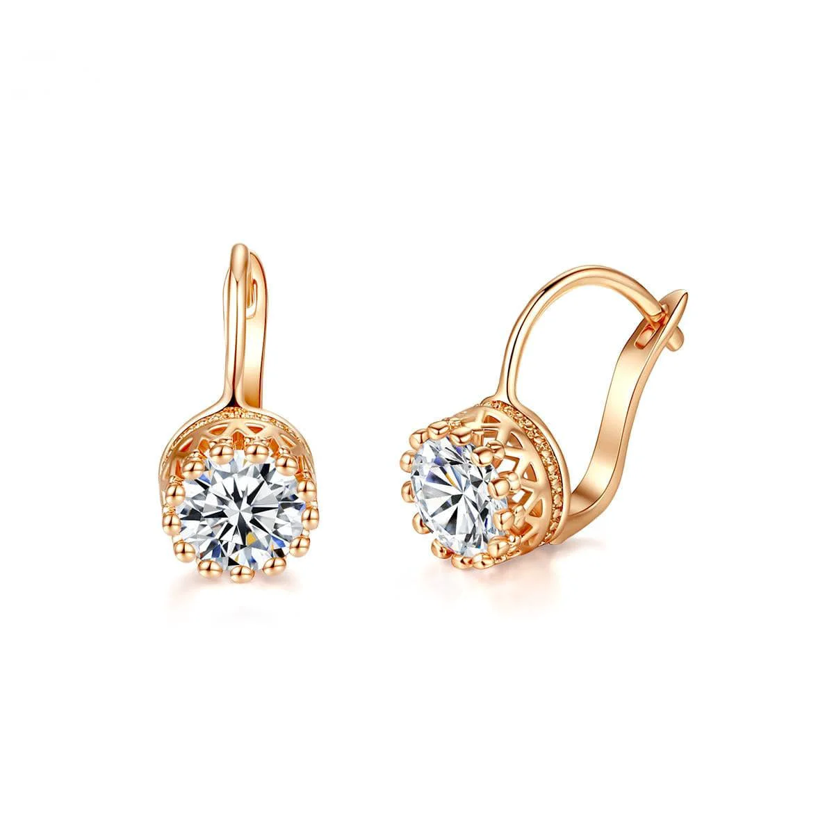 Luxury Crystal Rose Goldtone Round Huggie Earrings Official