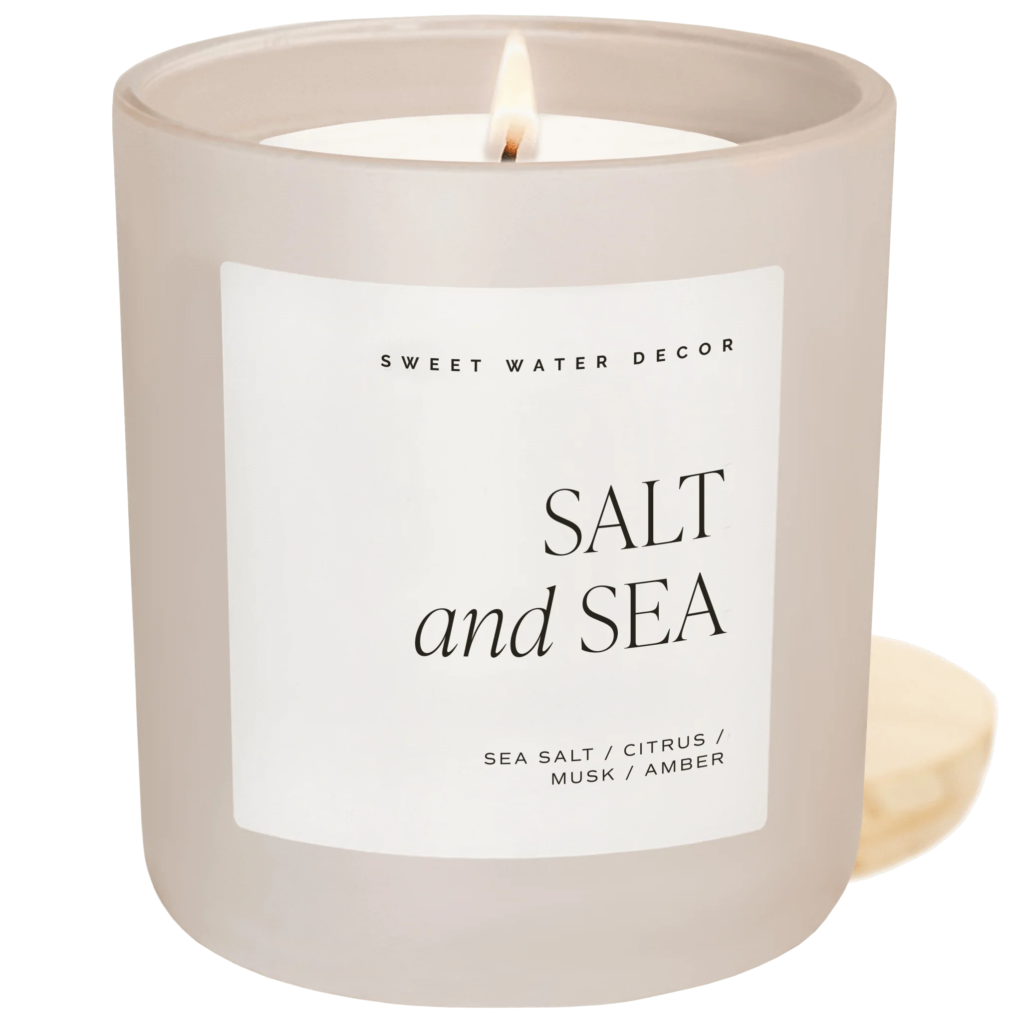 Durable Salt and Sea Soy Candle - Tan Matte Jar - 15 oz Clean