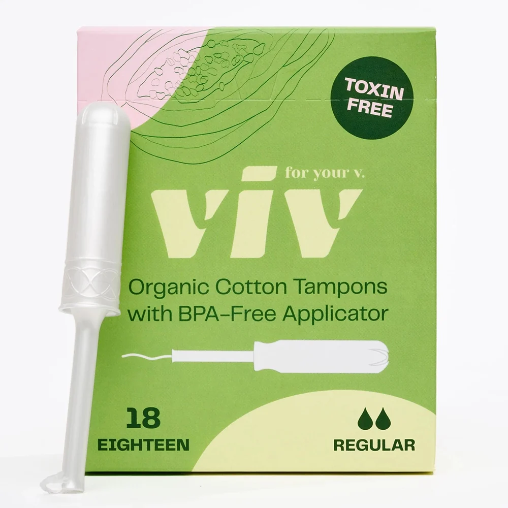 Luxury Viv for Your V Organic Cotton Tampons Regular with BPA Applicator 18Ea Artisan