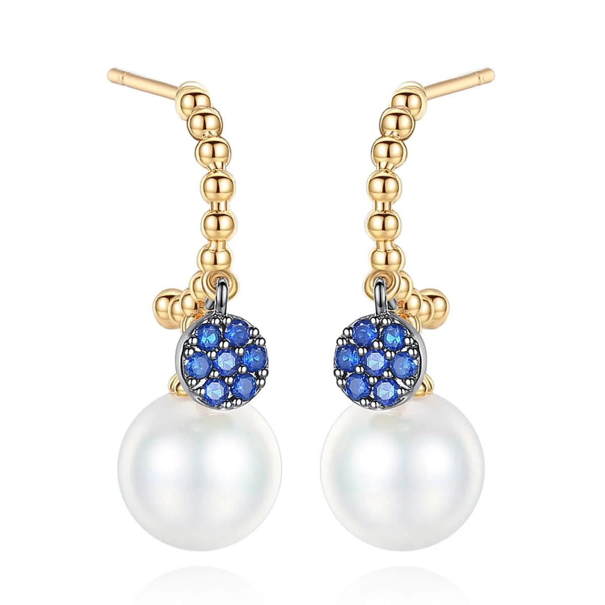 Original Design Pearl Cubic Zirconia Goldtone Beaded Drop Earrings Innovative
