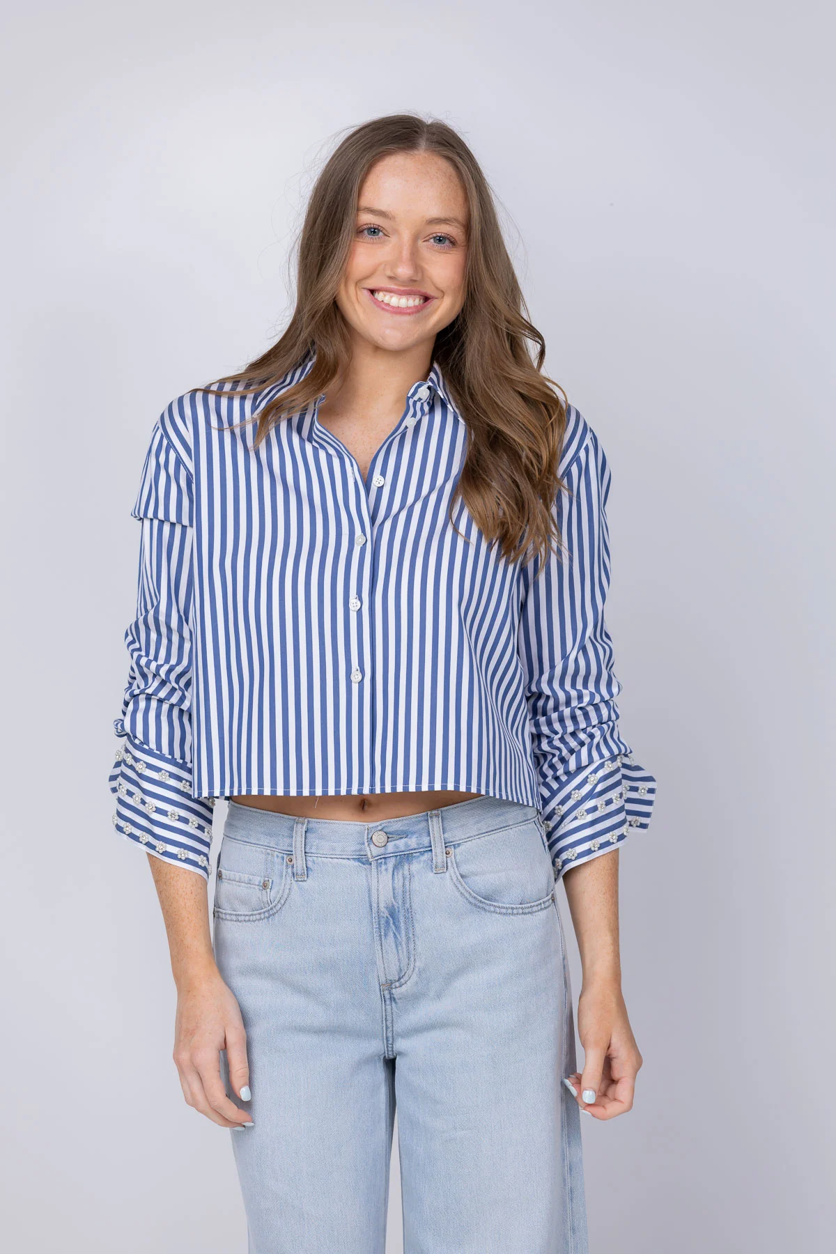 Reliable Tanya Taylor Largaux Top in Optic White French Blue Next-Generation