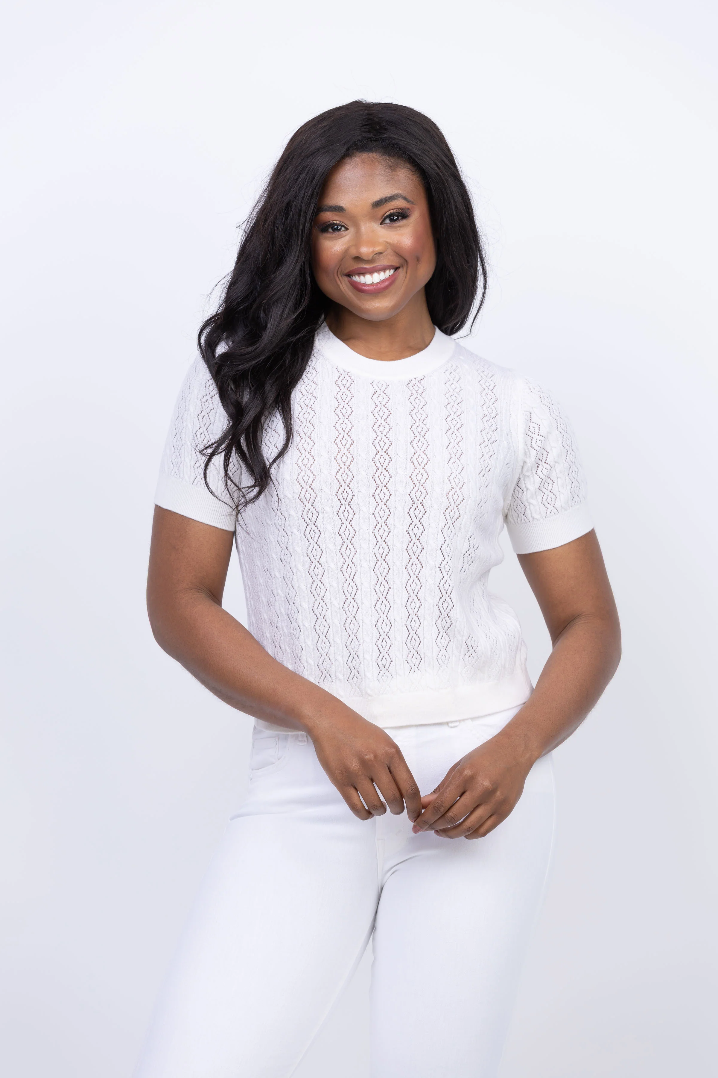Original Tanya Taylor Diane Knit Top in Cream Artisan