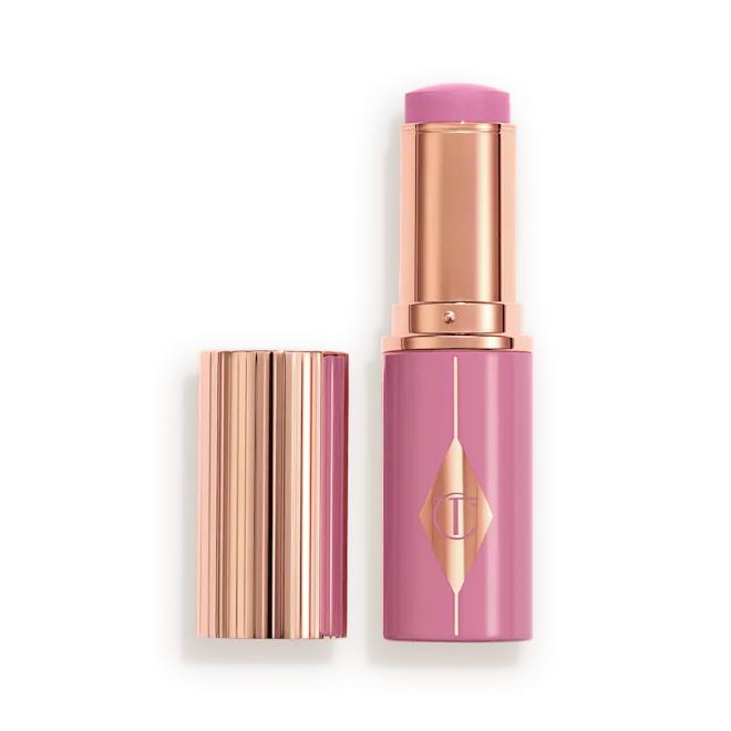 Classic CHARLOTTE TILBURY UN LIP CHEEK GLOW BLUSH STICK WITH HYALURONIC ACID PRETTY GLOW Recyclable