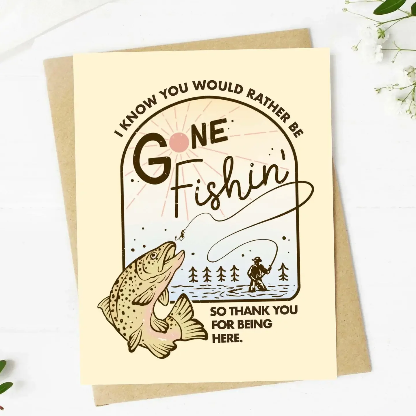 Genuine I Know You'd Rather Be Fishing Father's Day Card Certified