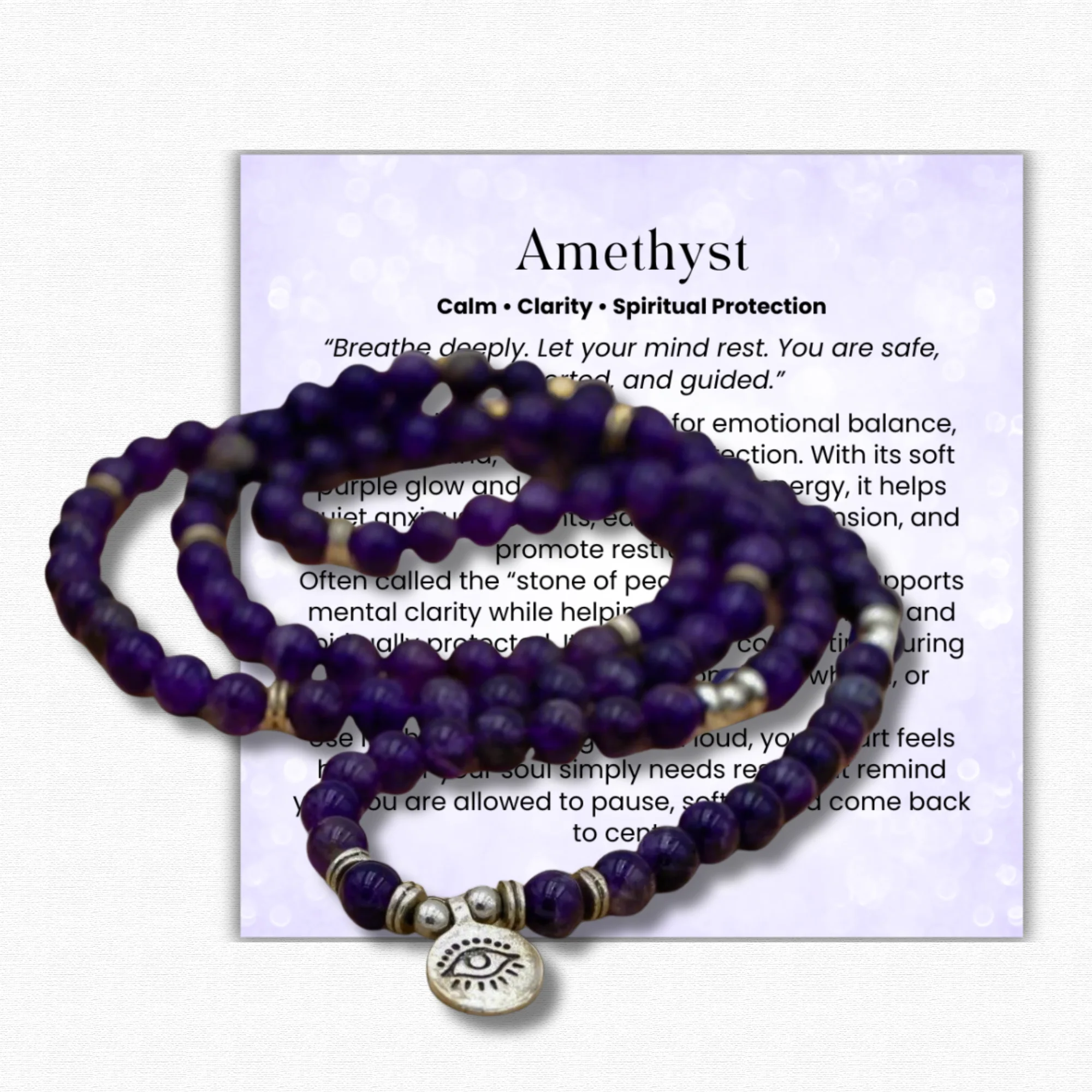 Powerful Amethyst Third Eye Mala Necklace Superior