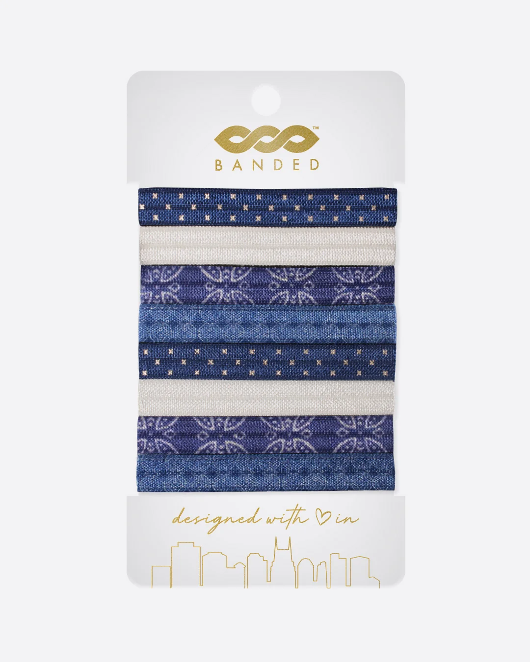 Fast Indigo Ink Hair Ties - 8 Pack Lightweight