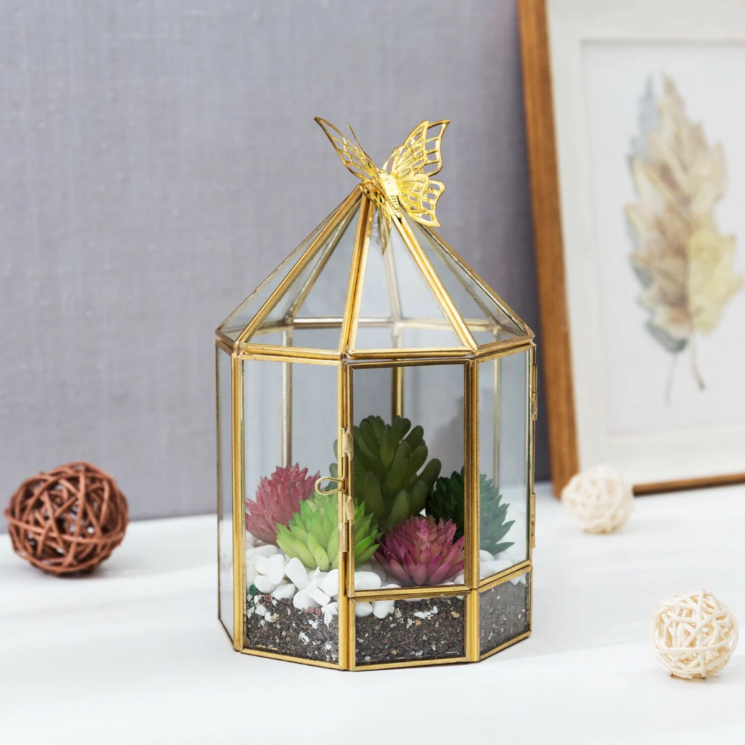 Prestigious Hexagonal Closed Indoor Glass Plant Standing Terrarium Official