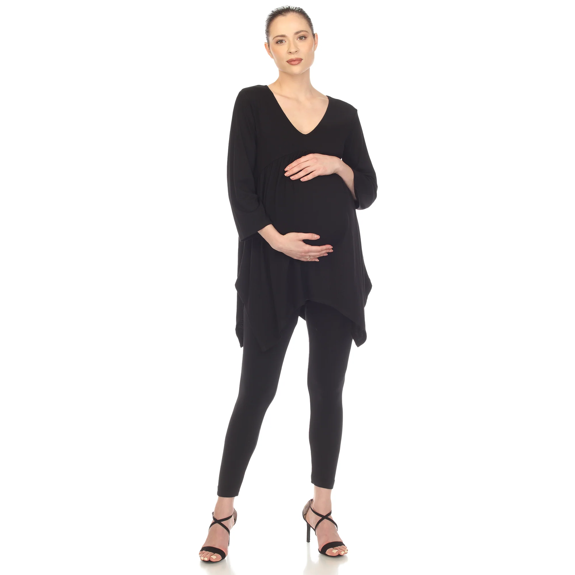 Professional White Mark Maternity Empire Waist V-Neck Tunic Top Organic