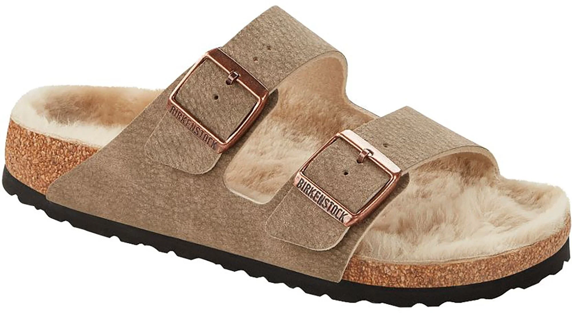 Enhanced Birkenstock Arizona Shearling Synthetics Desert Dust Sandals Narrow Professional