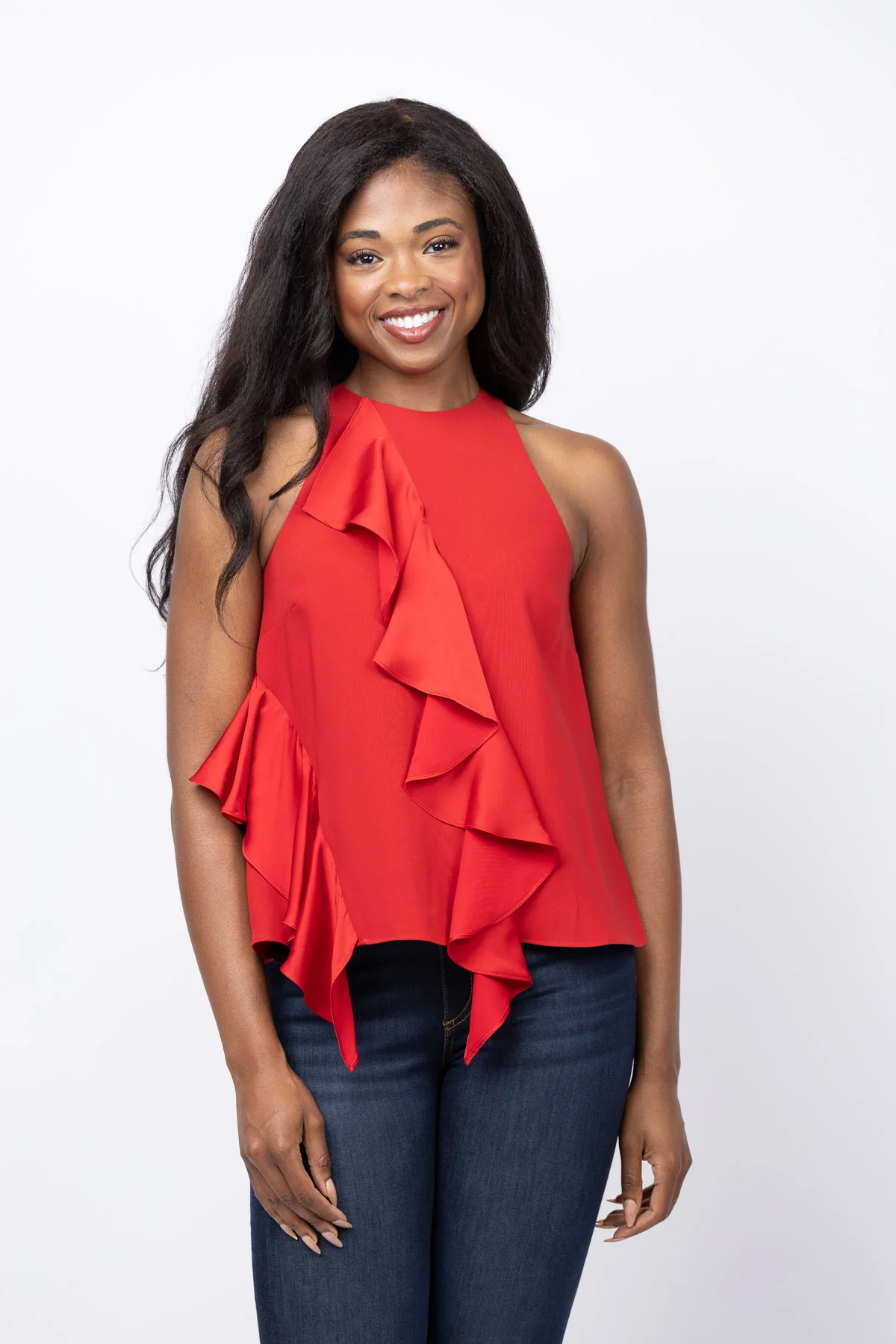 World-Class Cinq à Sept Vivia Top in Warm Cranberry High-Grade