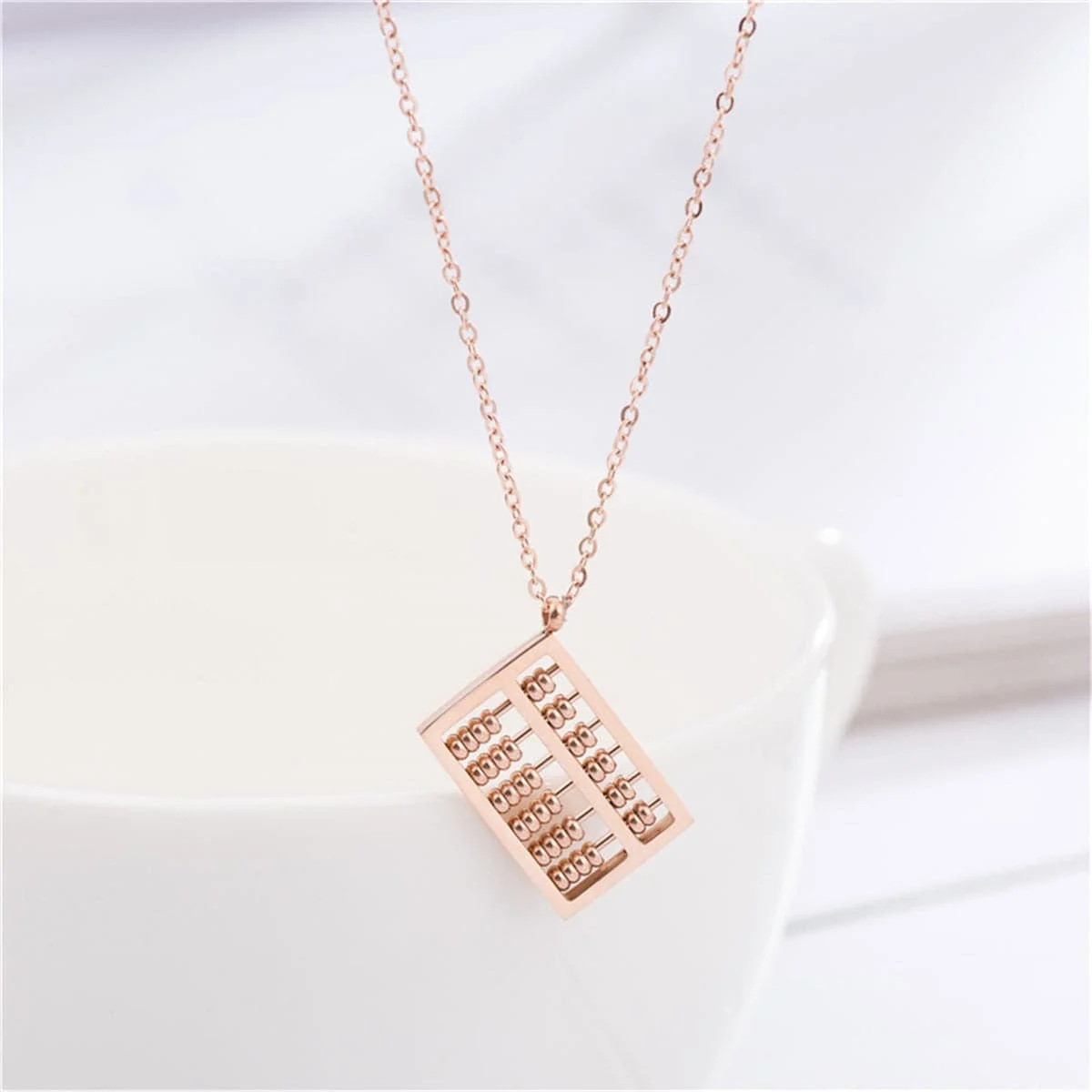 Powerful Rose Goldtone Abacus Pendant Necklace Minimalist