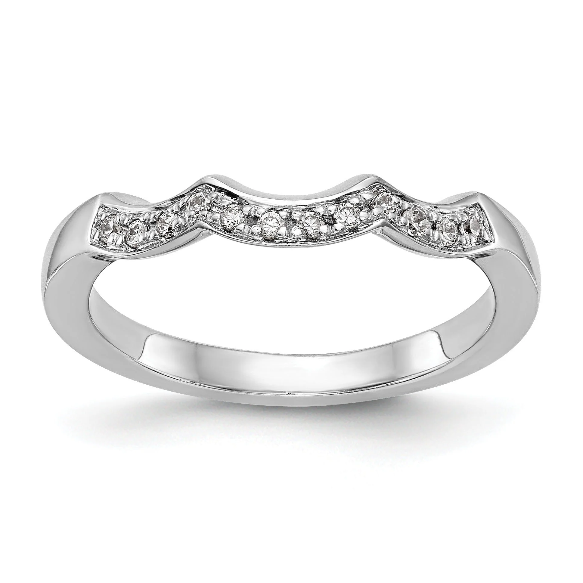 Traditional 0.12 Ct Round White Lab Grown Diamond Pavé 14K White Gold Wedding Band Enhancer Reusable