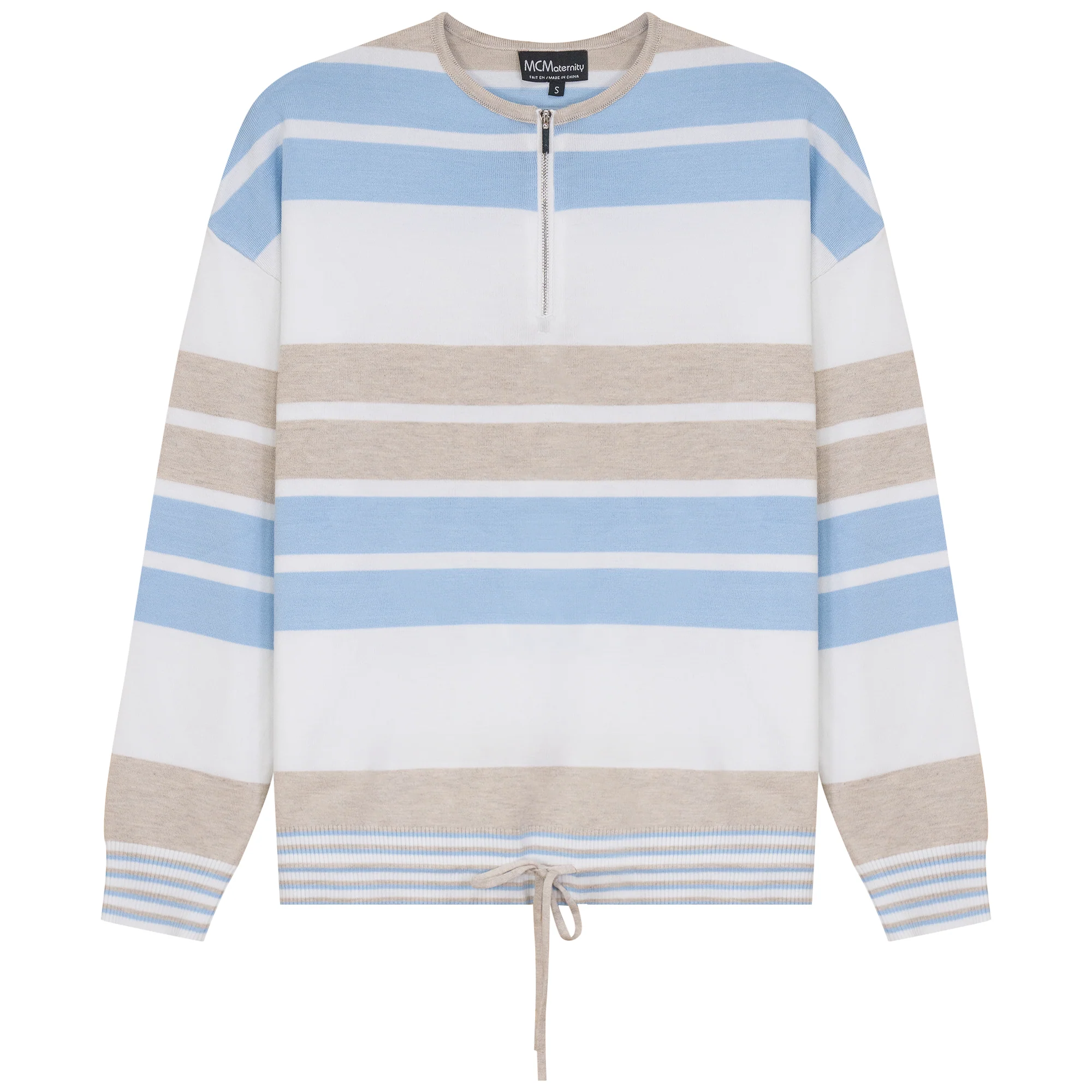 Unique Maternity Henley Stripped Knit Bungee Sweater Fast