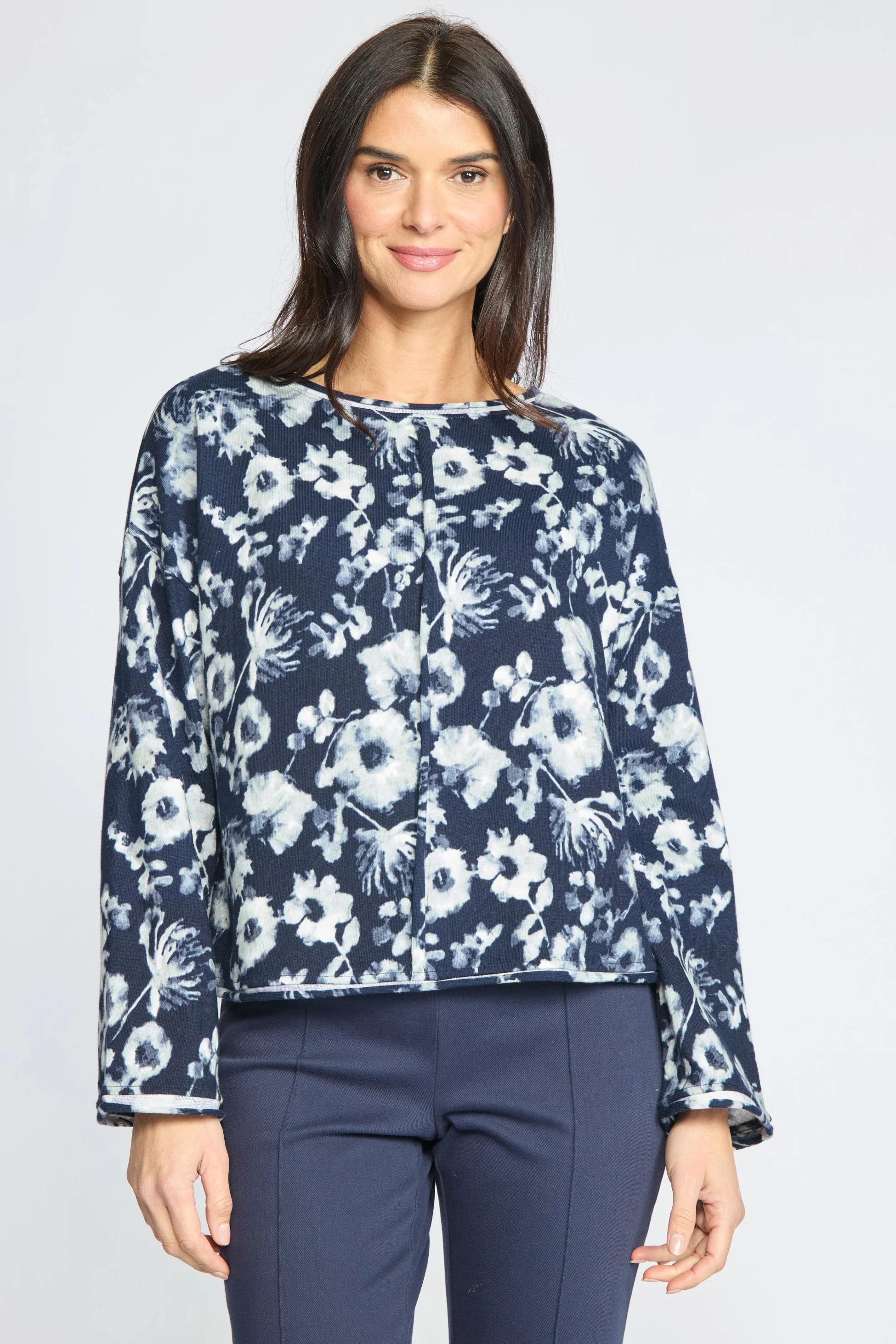 Elegant Soft Focus Floral Pullover Outstanding