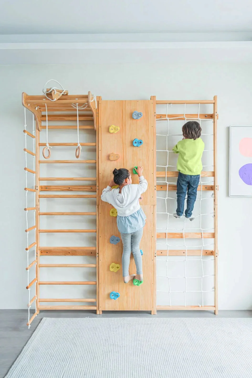 Breathable Walnut Swedish Ladder Jungle Gym - Wall Mounted First-Class